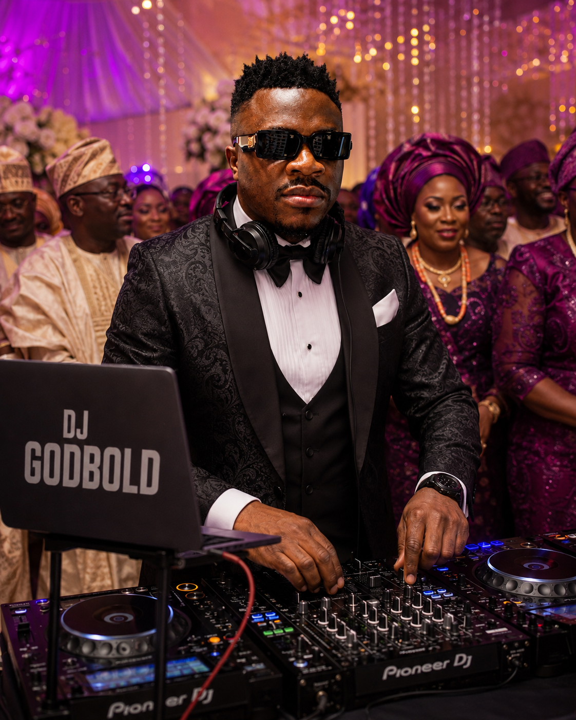 DJ GodBold performing at an Afro-Caribbean wedding celebration