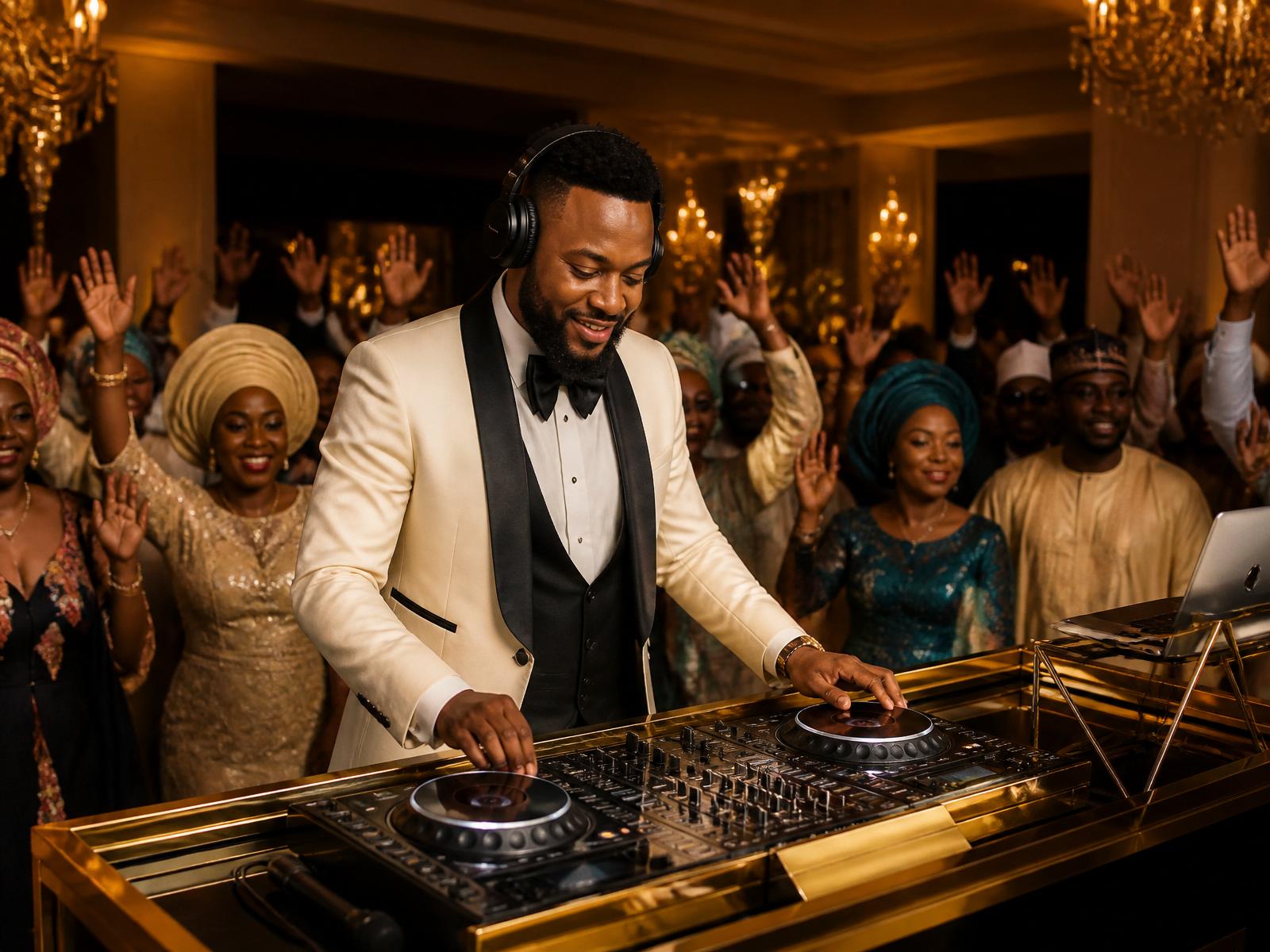 DJ GodBold performing at an Afro-Caribbean wedding celebration